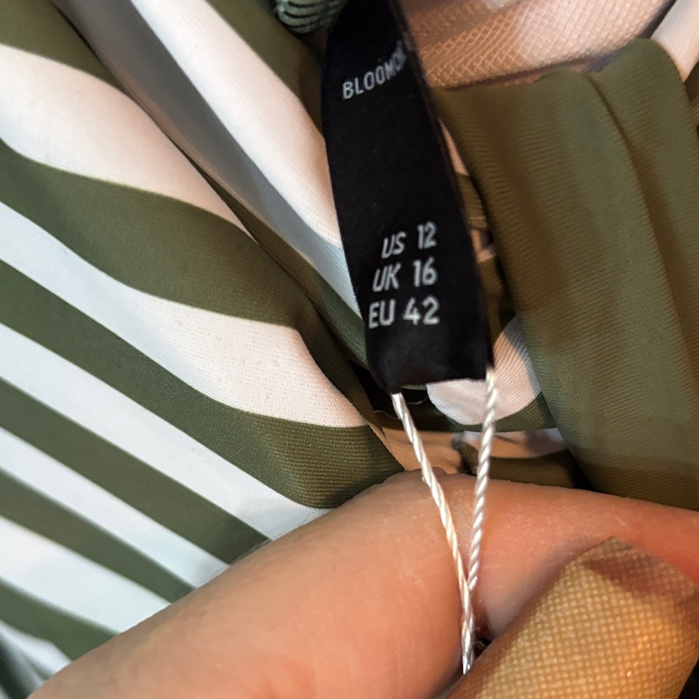 BloomChic Size 12 Olive Green and White Striped Swim dress with green shorts - Picture 5 of 5